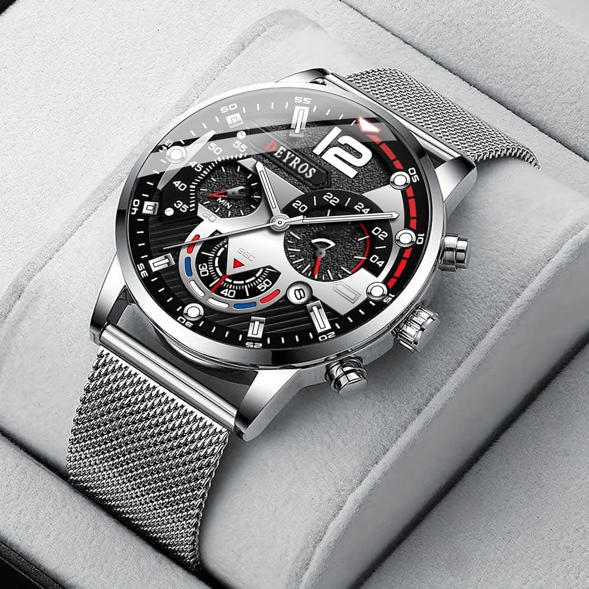 Men's Calendar Quartz Watch – Fashion Business Mesh Strap