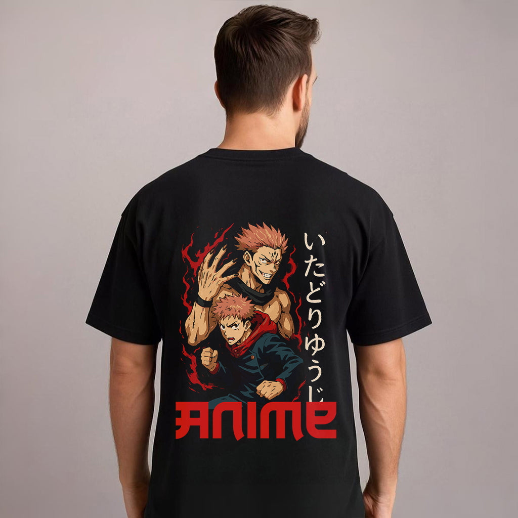Manasha Men “Anime” Graphic Design T-Shirt – Black