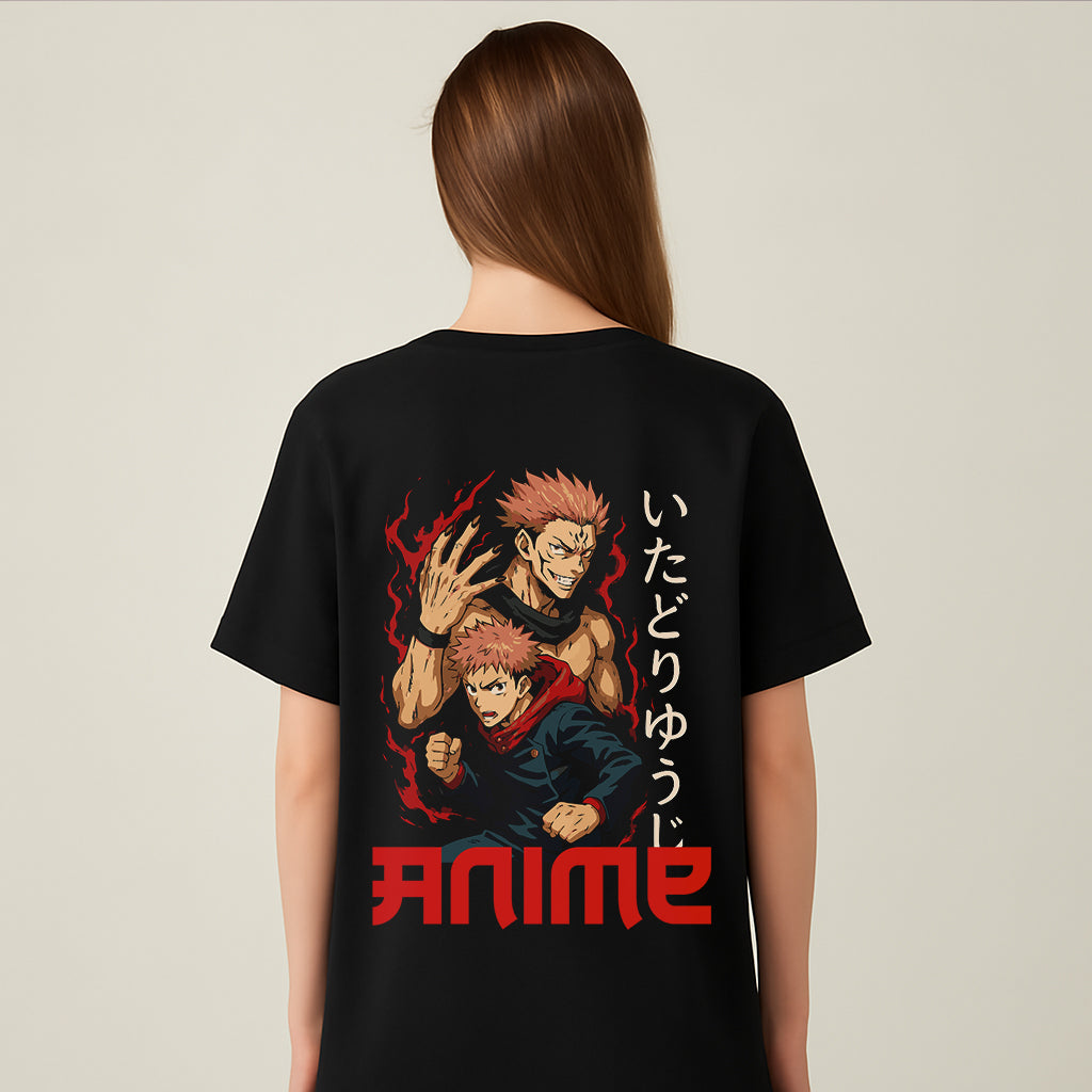 Manasha Women “Anime” Graphic Design T-Shirt – Black
