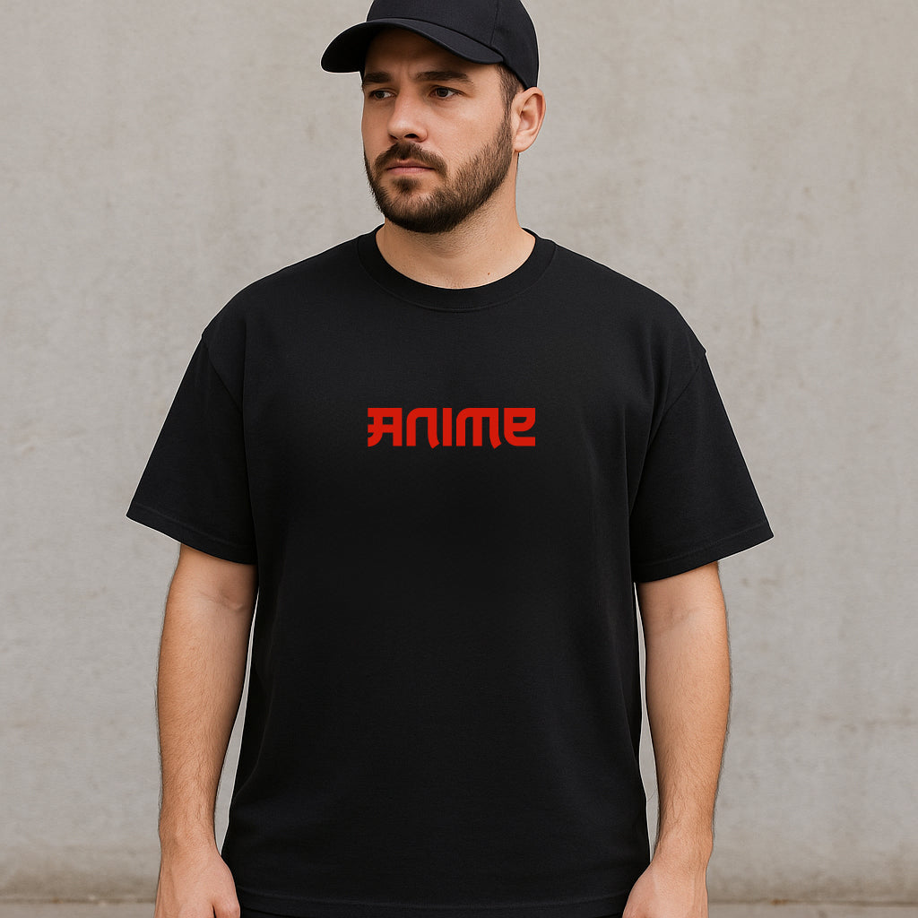 Manasha Men “Anime” Graphic Design T-Shirt – Black
