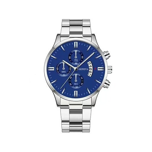 Trendy Business Men's Watch with Three Eyes, Six Hands, Calendar, Steel Band, Wholesale Dropshipping