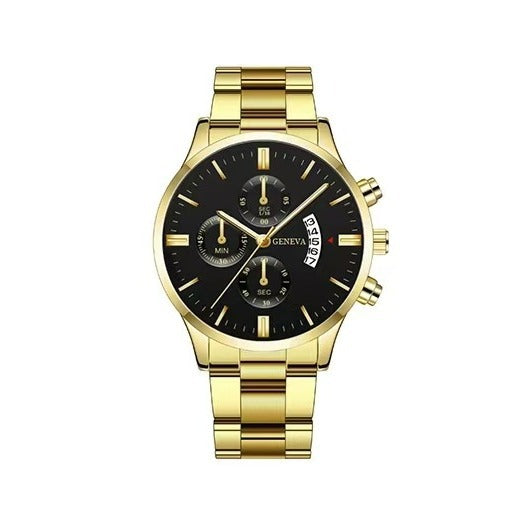 Trendy Business Men's Watch with Three Eyes, Six Hands, Calendar, Steel Band, Wholesale Dropshipping