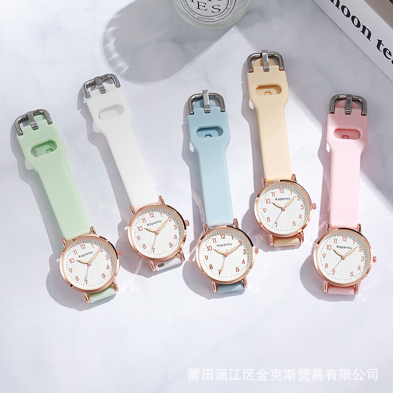 Special Watch for Examination Female Junior Senior high school Students Point Type Class Watch Time White Milk Tea Color with Youth Campus