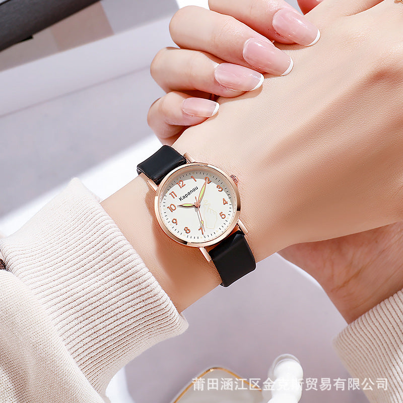 Special Watch for Examination Female Junior Senior high school Students Point Type Class Watch Time White Milk Tea Color with Youth Campus