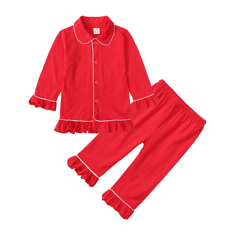 Christmas new children's pajamas spring and autumn boys and girls cotton long-sleeved baby medium and big children cardigan can be worn outside