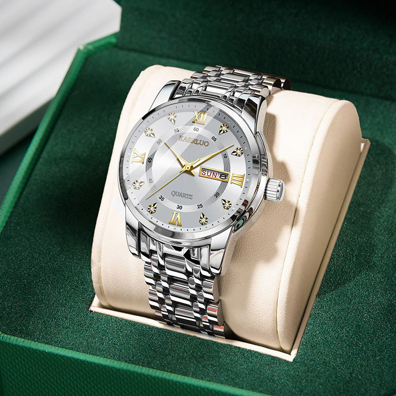 Watches Men's High-End Watches Versatile Dual Calendar Temperament Large Dial Trendy High Definition Men's Quartz Watches Direct Sales Wholesale