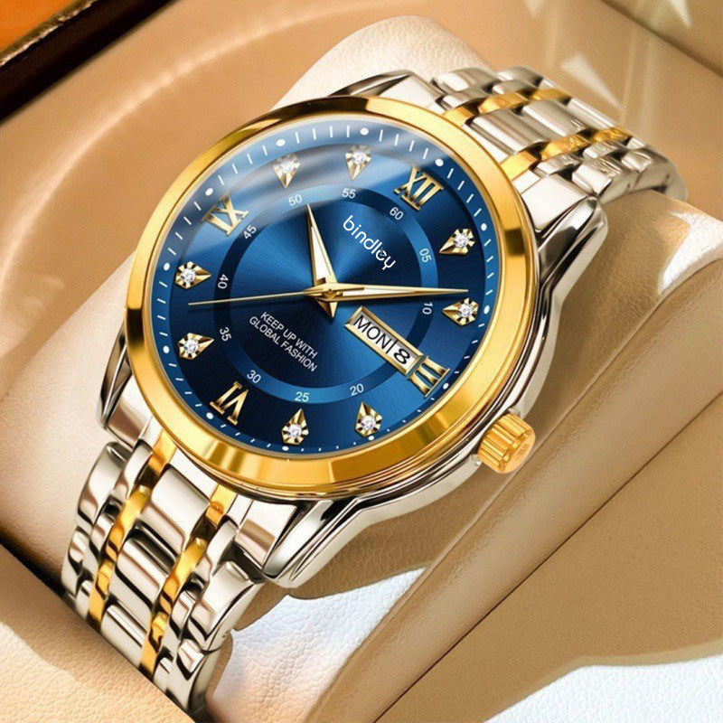 2025 New Men's Watch Men's Cross-border Fashion Double Calendar Quartz Watch Waterproof Luminous Student Quartz Watch