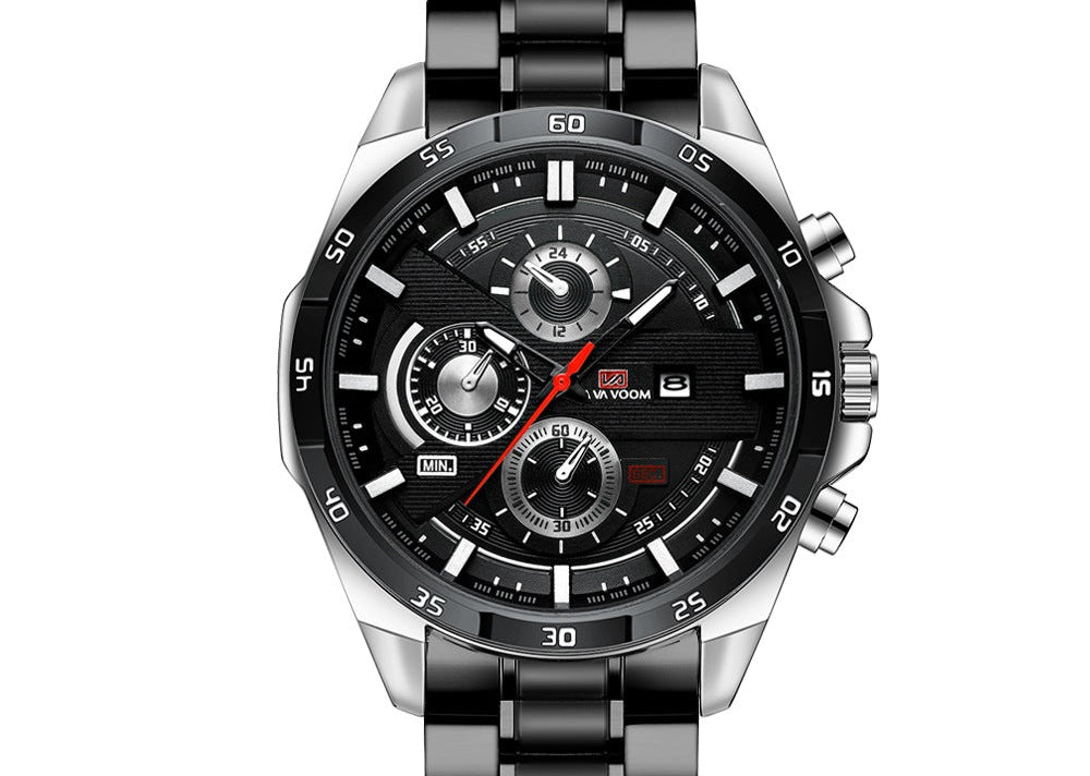 Fashion Men's Waterproof Fashion Outdoor Sports Leisure Watch Student Spelling Belt Calendar Quartz Watch