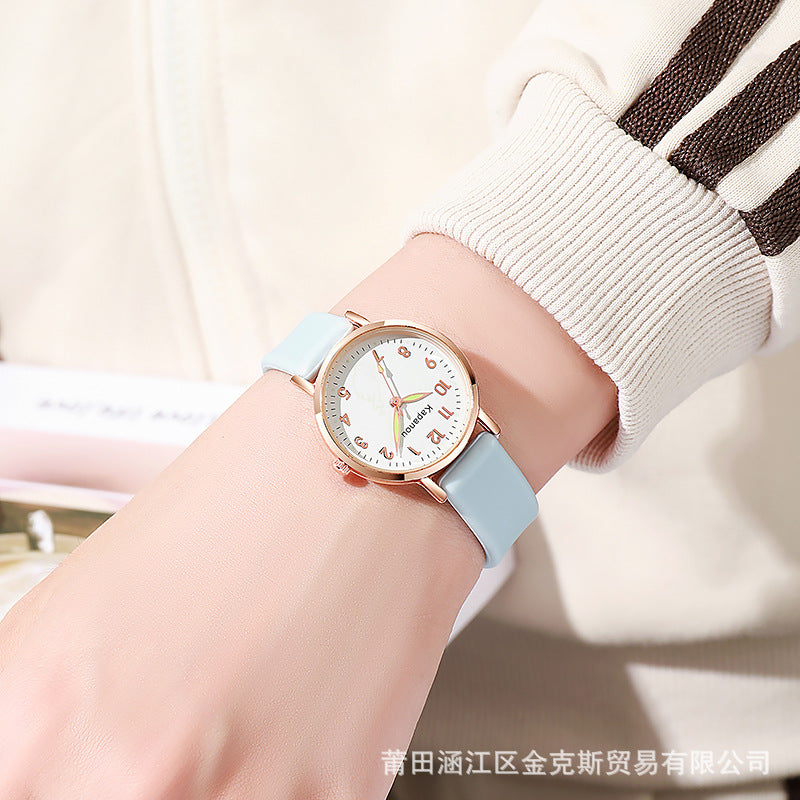 Special Watch for Examination Female Junior Senior high school Students Point Type Class Watch Time White Milk Tea Color with Youth Campus