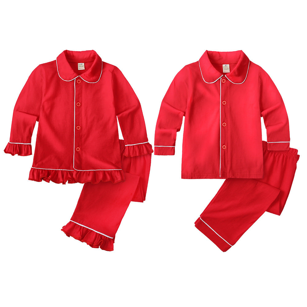 Christmas new children's pajamas spring and autumn boys and girls cotton long-sleeved baby medium and big children cardigan can be worn outside