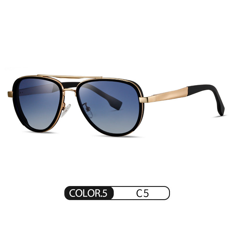 New Polarized Sunglasses S15101 Fashionable Men's Double Bridge Street Style Sunglasses Outdoor Driving Sunglasses