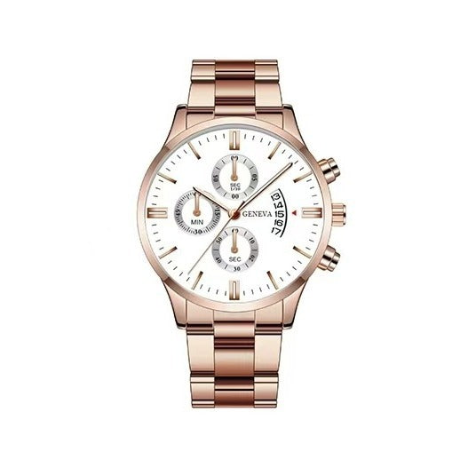 Trendy Business Men's Watch with Three Eyes, Six Hands, Calendar, Steel Band, Wholesale Dropshipping