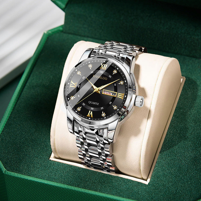 Watches Men's High-End Watches Versatile Dual Calendar Temperament Large Dial Trendy High Definition Men's Quartz Watches Direct Sales Wholesale
