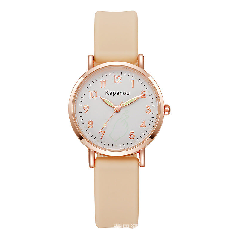 Special Watch for Examination Female Junior Senior high school Students Point Type Class Watch Time White Milk Tea Color with Youth Campus