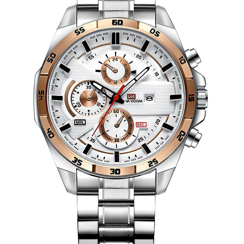 Fashion Men's Waterproof Fashion Outdoor Sports Leisure Watch Student Spelling Belt Calendar Quartz Watch