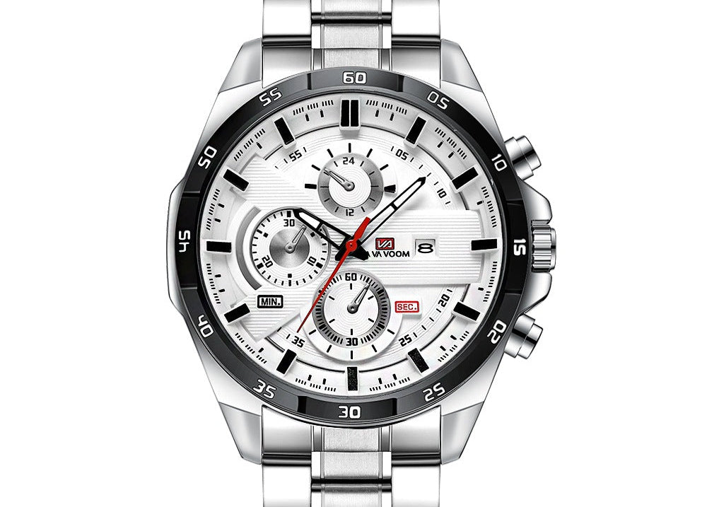 Fashion Men's Waterproof Fashion Outdoor Sports Leisure Watch Student Spelling Belt Calendar Quartz Watch