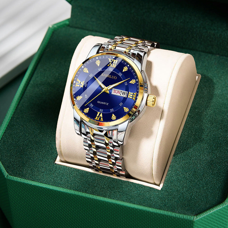 Watches Men's High-End Watches Versatile Dual Calendar Temperament Large Dial Trendy High Definition Men's Quartz Watches Direct Sales Wholesale