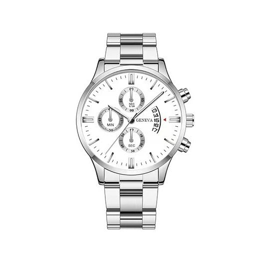 Trendy Business Men's Watch with Three Eyes, Six Hands, Calendar, Steel Band, Wholesale Dropshipping