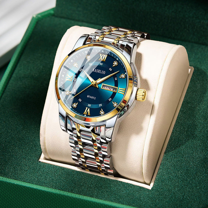 Watches Men's High-End Watches Versatile Dual Calendar Temperament Large Dial Trendy High Definition Men's Quartz Watches Direct Sales Wholesale