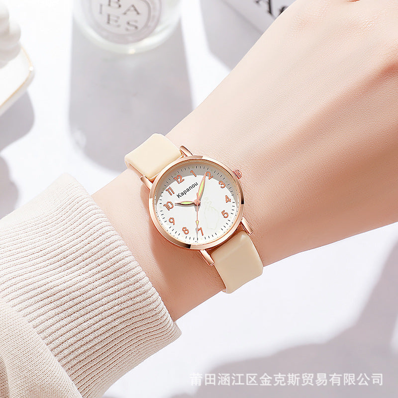Special Watch for Examination Female Junior Senior high school Students Point Type Class Watch Time White Milk Tea Color with Youth Campus