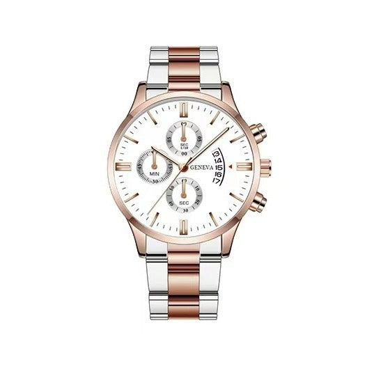 Trendy Business Men's Watch with Three Eyes, Six Hands, Calendar, Steel Band, Wholesale Dropshipping