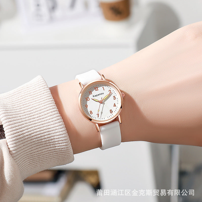 Special Watch for Examination Female Junior Senior high school Students Point Type Class Watch Time White Milk Tea Color with Youth Campus