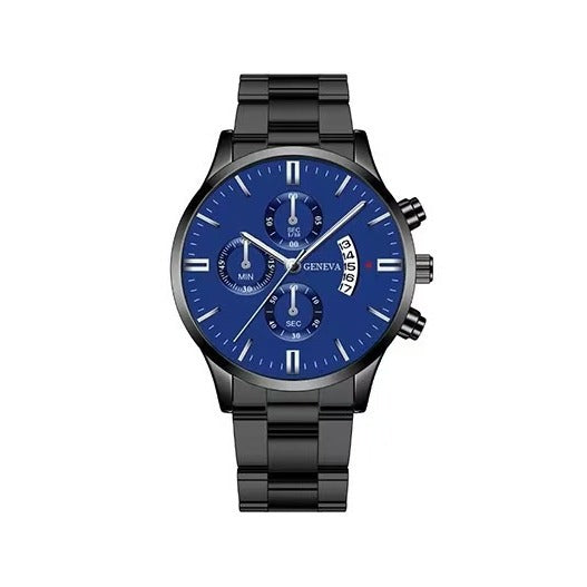 Trendy Business Men's Watch with Three Eyes, Six Hands, Calendar, Steel Band, Wholesale Dropshipping