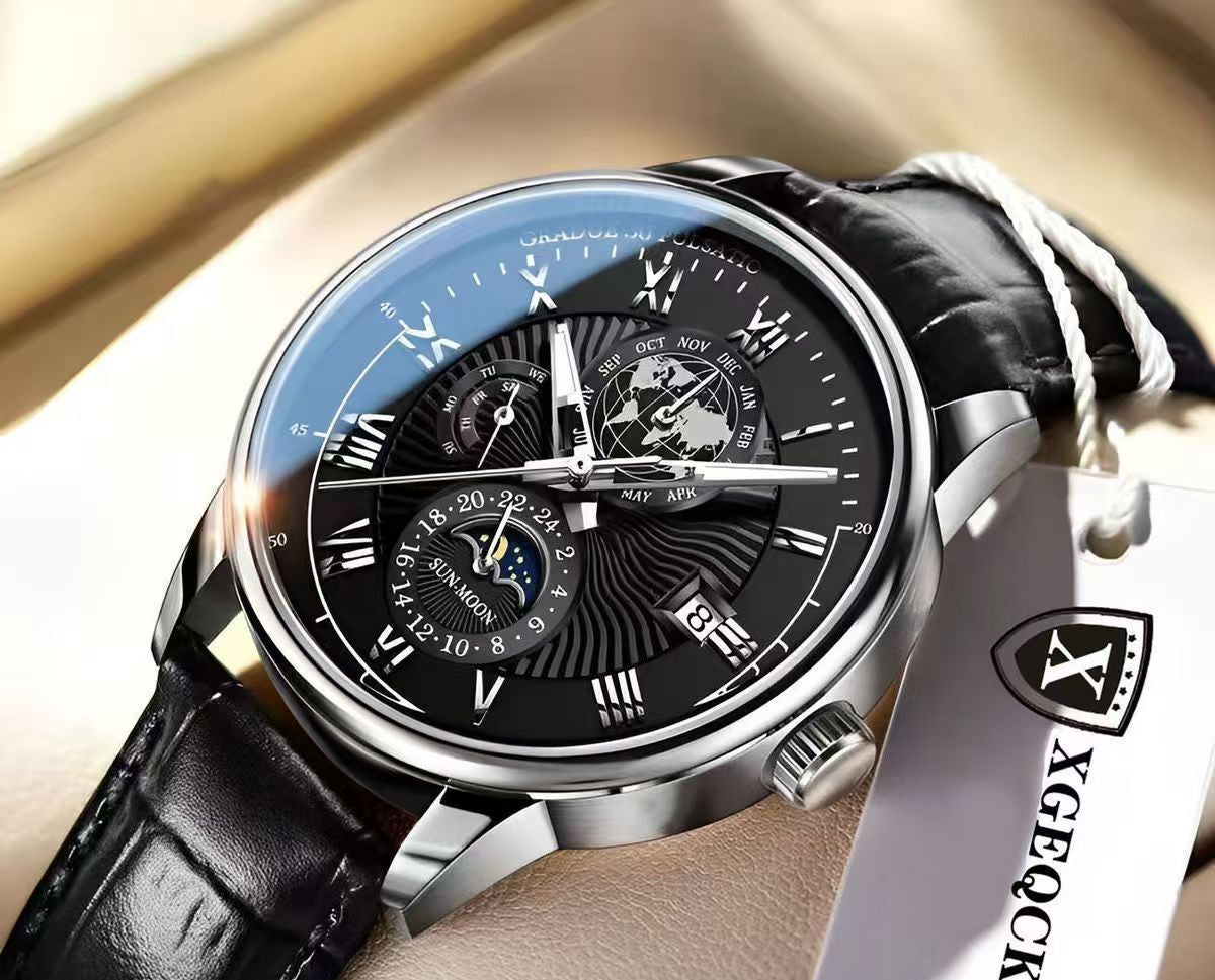 Cross-Border Men's Watch Business High-End Handsome Non-Mechanical Calendar Belt Cool High-End Boys Quartz Watch
Premium leather strap for comfort and durability

Stylish, masculine design for everyday wear

Ideal for business, casual, and formal outfits