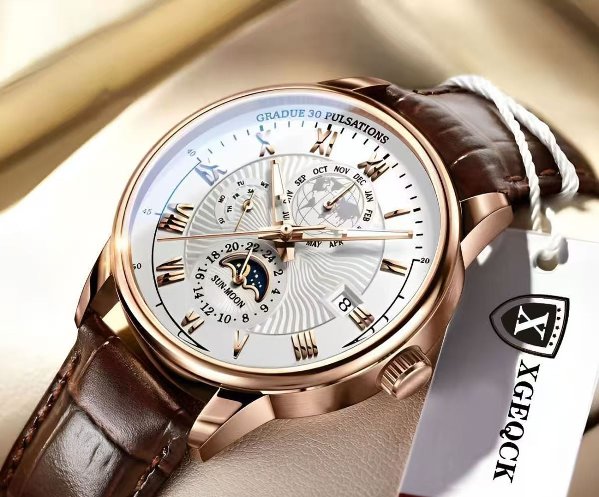 Cross-Border Men's Watch Business High-End Handsome Non-Mechanical Calendar Belt Cool High-End Boys Quartz Watch