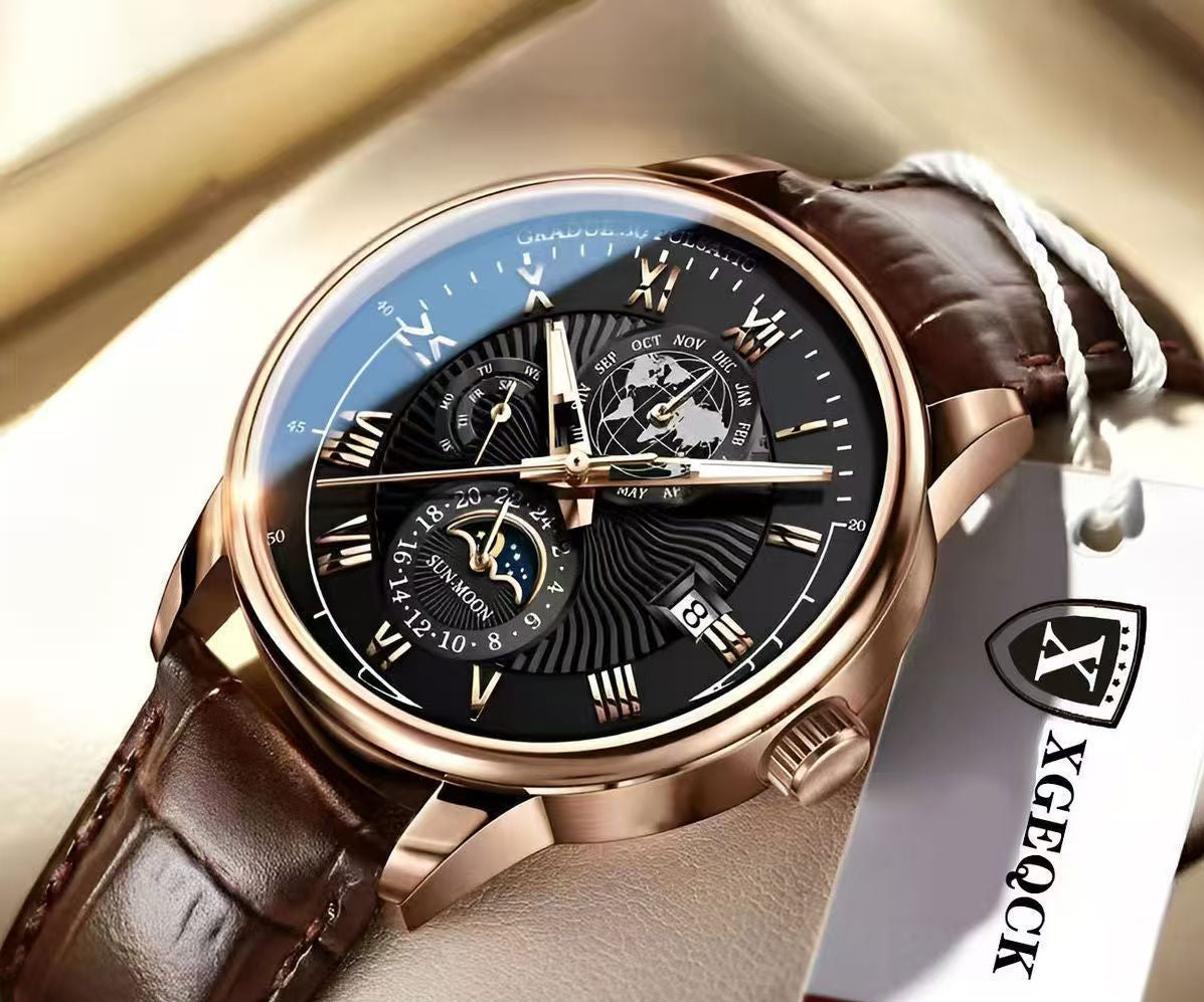 Cross-Border Men's Watch Business High-End Handsome Non-Mechanical Calendar Belt Cool High-End Boys Quartz Watch