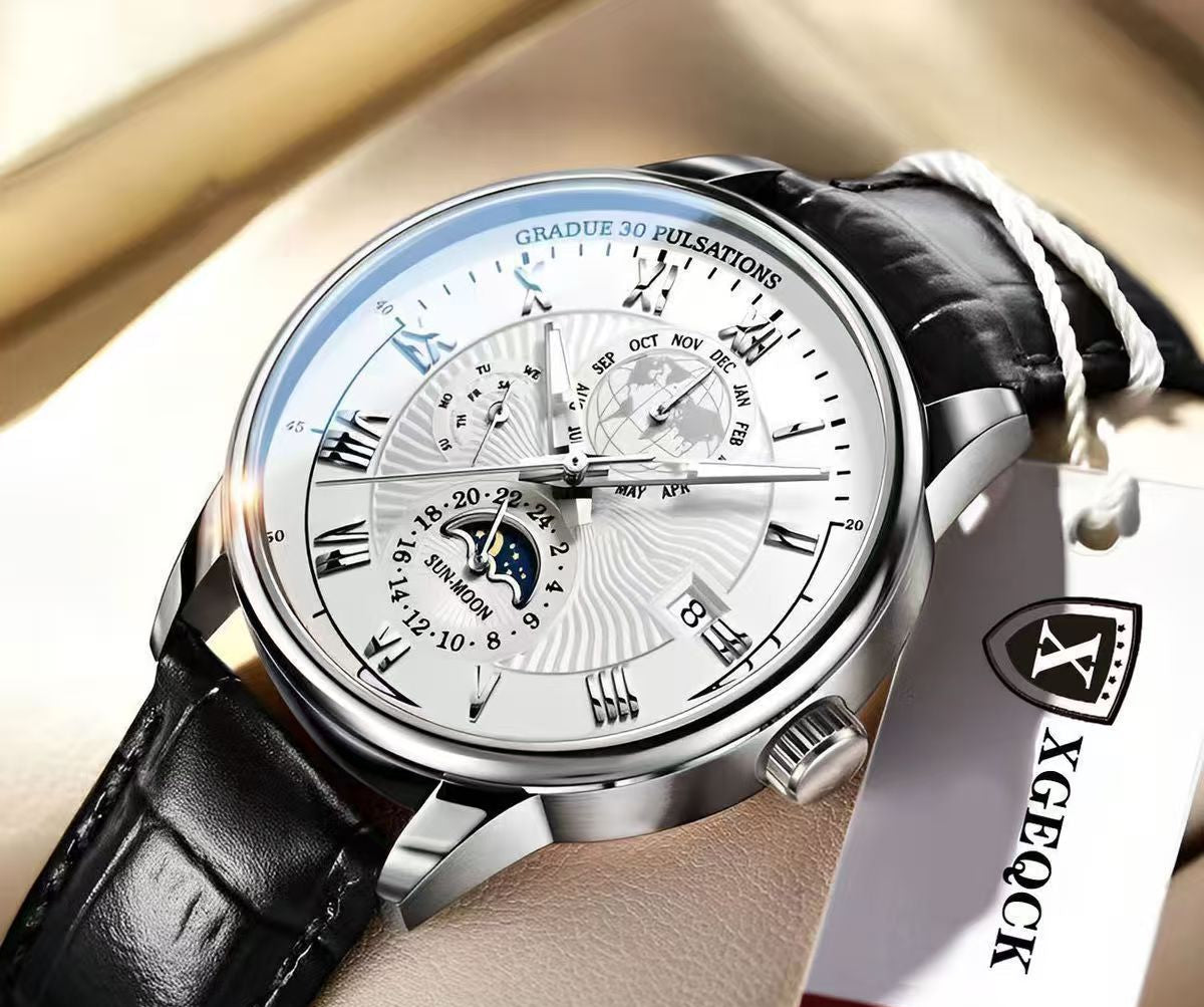 Cross-Border Men's Watch Business High-End Handsome Non-Mechanical Calendar Belt Cool High-End Boys Quartz Watch